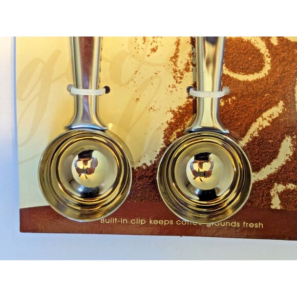Coffee Scoop and Sealing Bag Clip 2-Pc Stainless Steel Silver Color Kitchen NEW - Picture 3 of 4